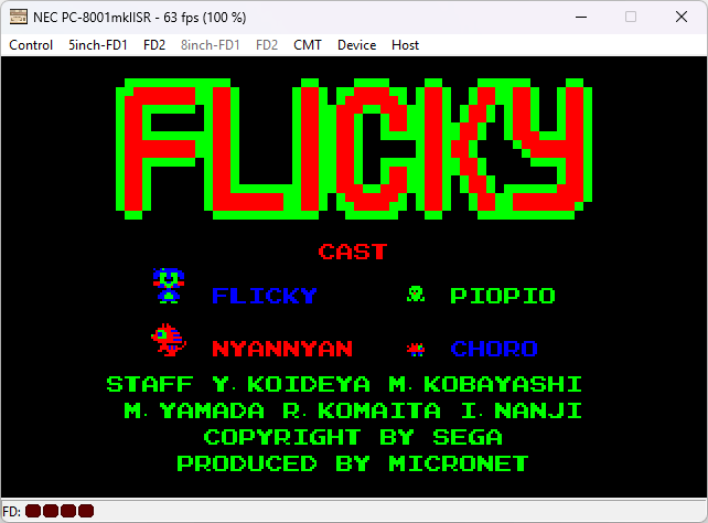 Flicky de Sega para PC-8001mkII.