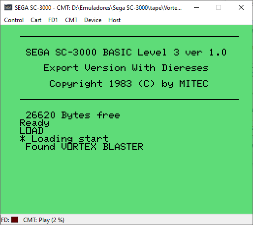 SC-3000 - Vortex Blaster Loading