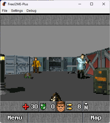 Doom RPG para teléfonos Java, resolución 208x208.