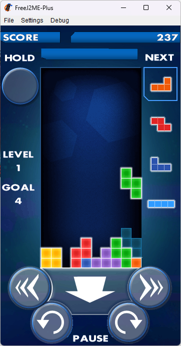 Tetris para teléfonos Java, resolución 360x640.