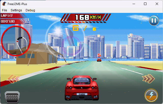 Ferrari GT 3 para teléfonos Java, resolución 640x360.