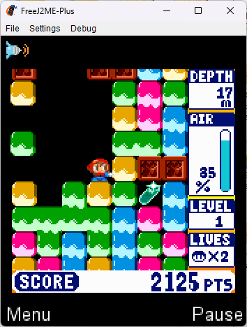 Mr. Driller para teléfonos Java, resolución 176x208.