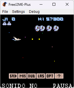 Gradius para teléfonos Java, resolución 128x128.