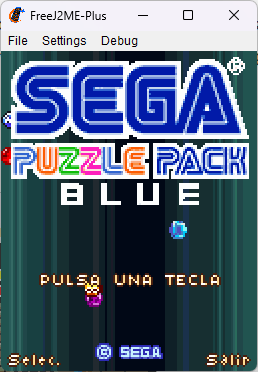 Sega Puzzle Pack Blue para teléfonos Java, resolución 128x160.