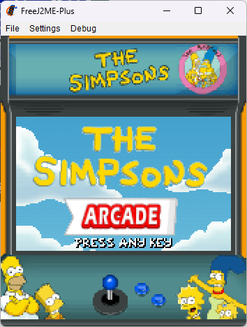 The Simpsons Arcade para teléfonos Java, resolución 176x208.